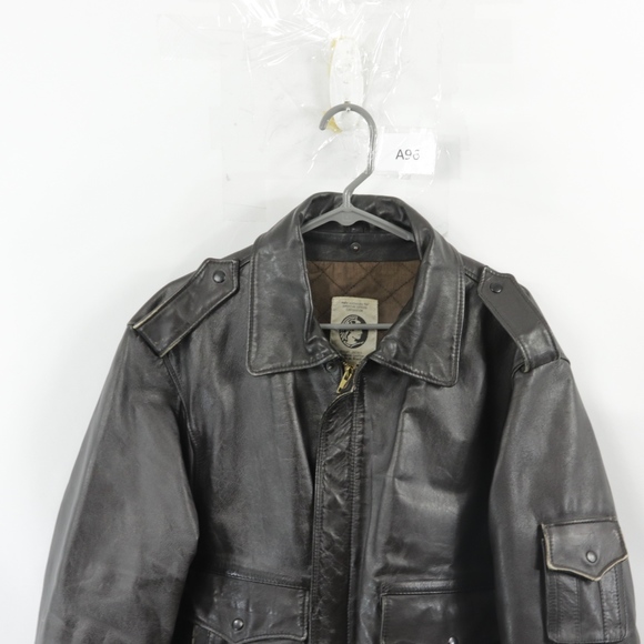 90s American Express Mens 42 Leather Jacket Brown - Picture 2 of 8